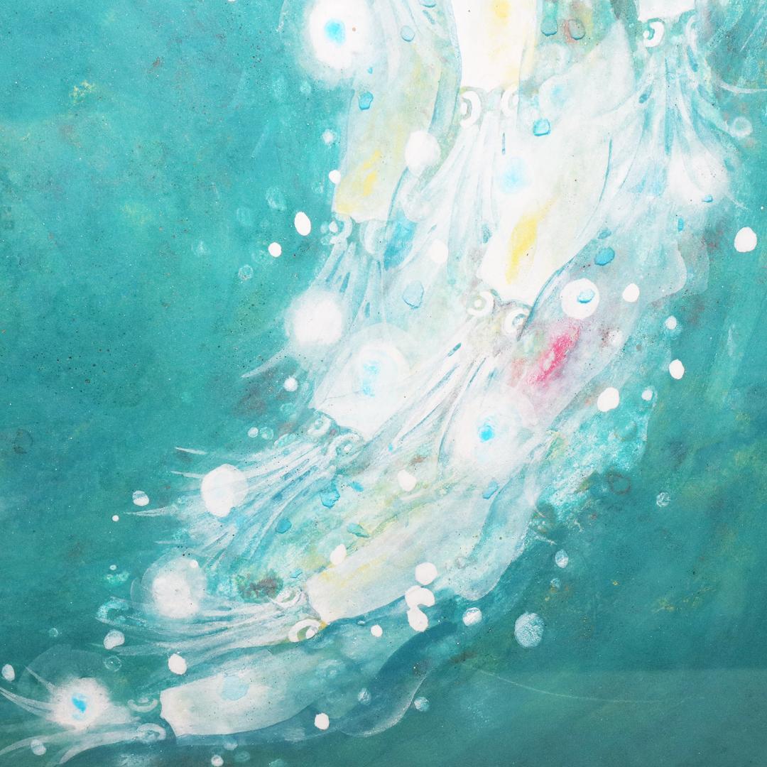 石田俊良 6号『群』日本画 額装 絵画　ホタルイカ