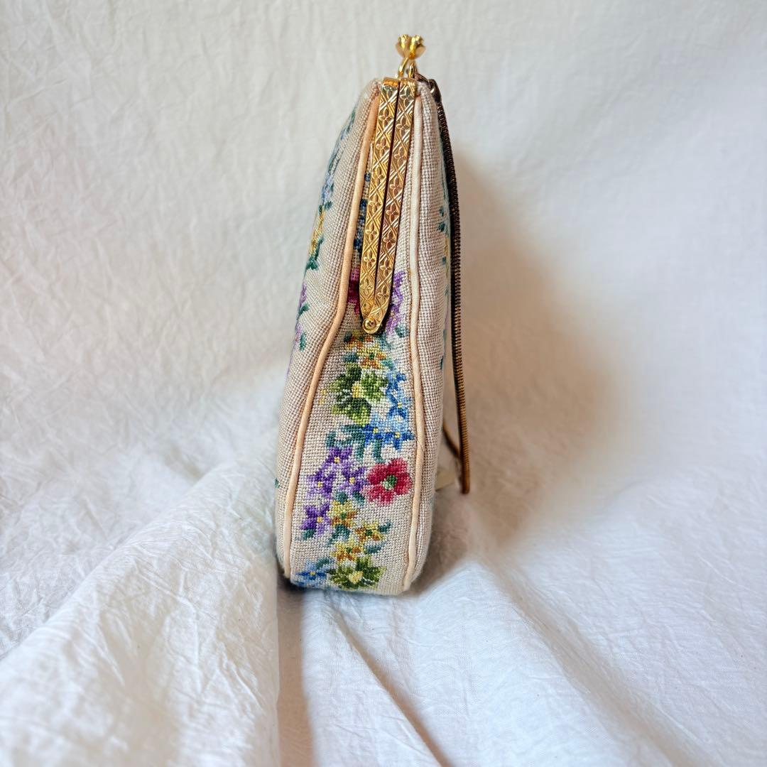 未使用美品 プチポワン 細密刺繍 ハンドバッグ パーティーバッグ