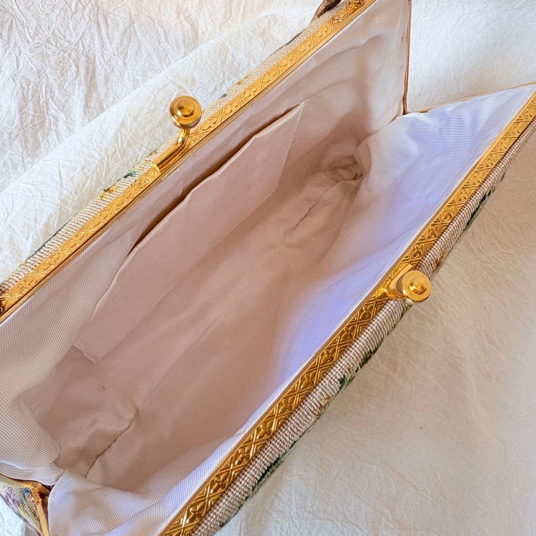 未使用美品 プチポワン 細密刺繍 ハンドバッグ パーティーバッグ