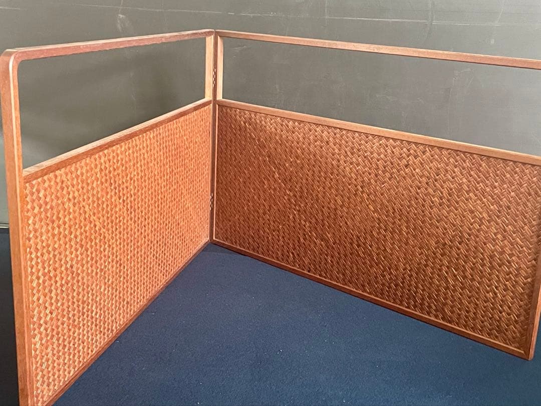 「祖」 網代 独楽繋ぎ 両面使い 上透かし 桑縁 風炉先屏風 （1118①）