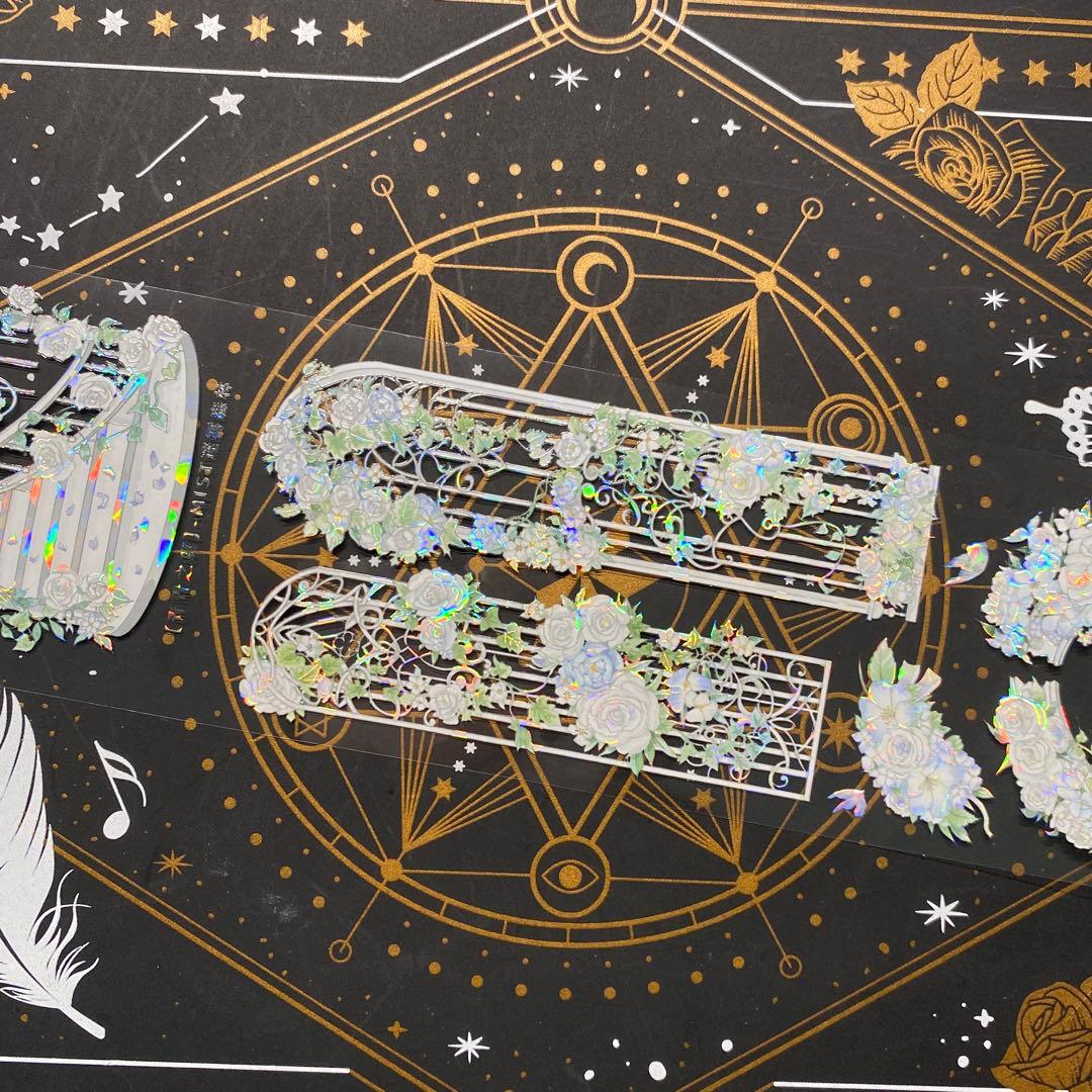 【9189】海外　マステ中古巻　貝殻光マスキングテープ　お花　ガーデン　残量多め