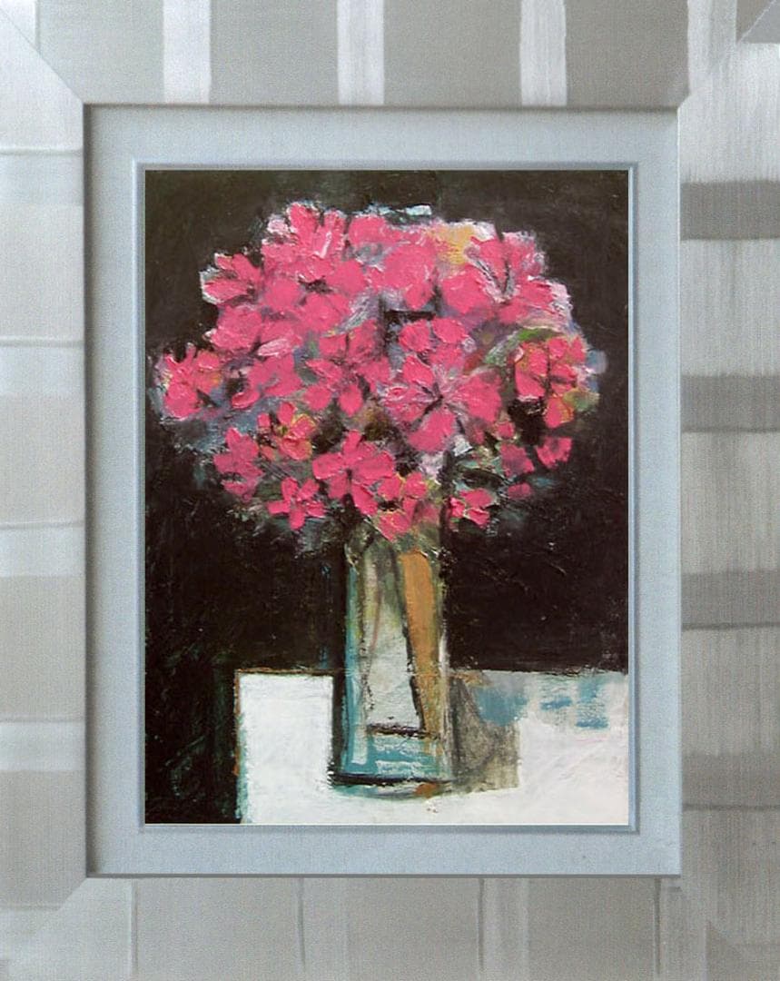 油絵 菅家令子 絵 絵画 インテリア 額付(白) uF6-113602 花