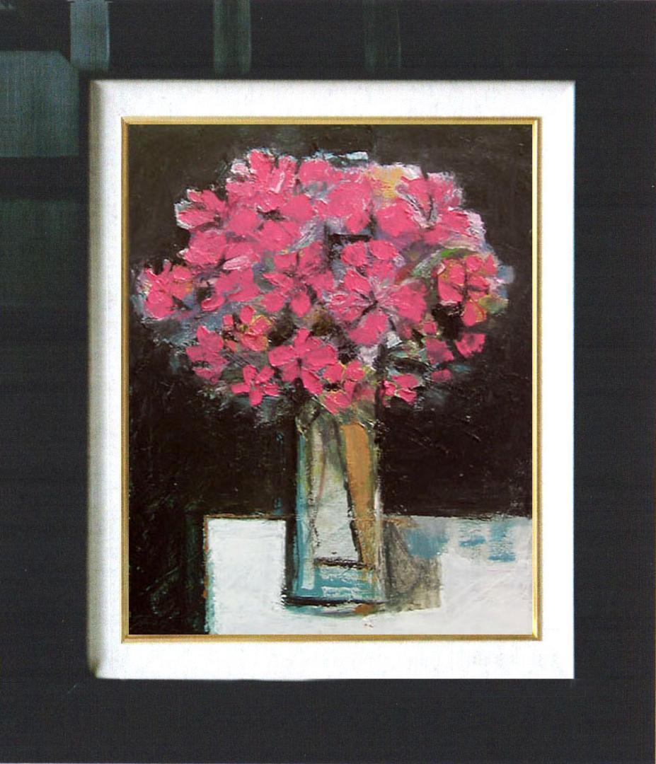 油絵 菅家令子 絵 絵画 インテリア 額付(白) uF6-113602 花