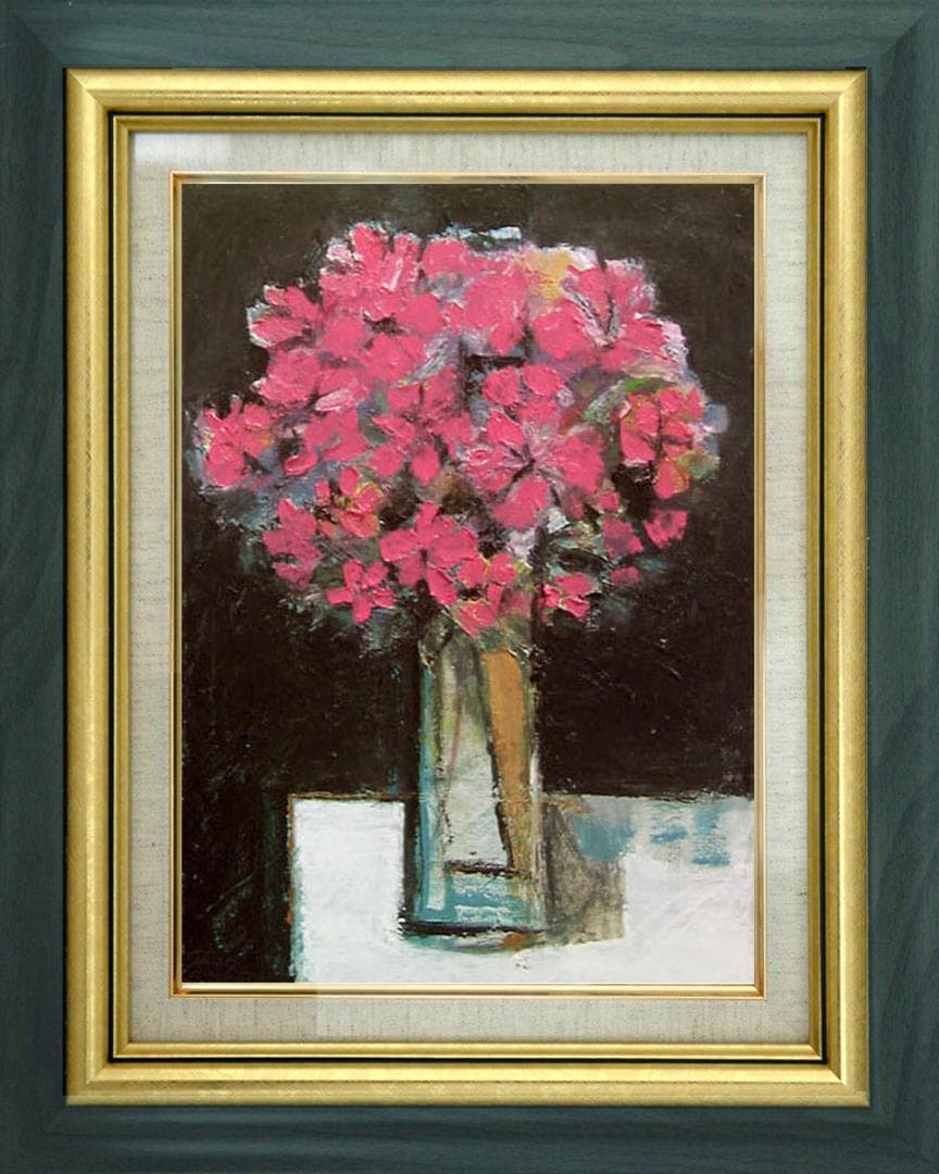 油絵 菅家令子 絵 絵画 インテリア 額付(白) uF6-113602 花