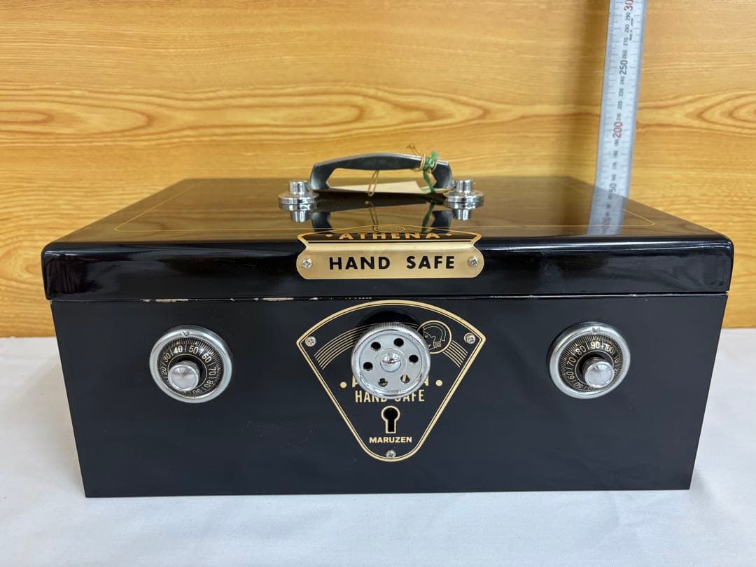 【希少/未使用に近い】丸善 ATHENA 手提げ金庫 ブラック レトロ