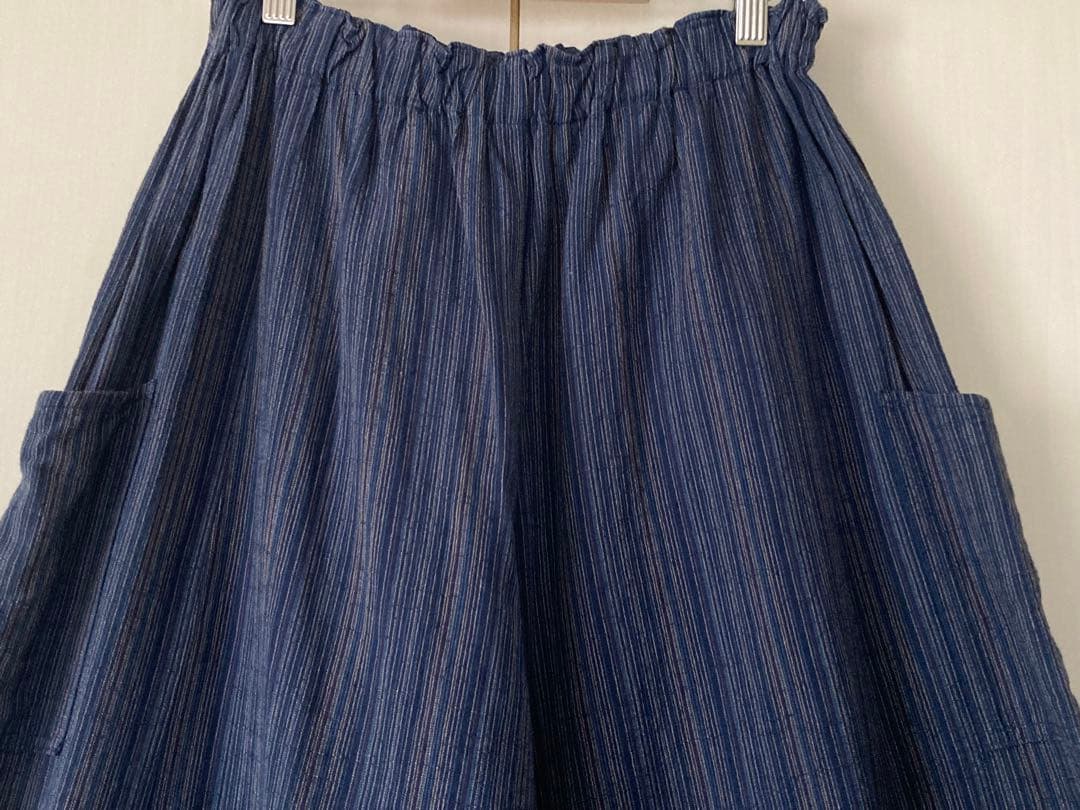 はらっぱ 会津木綿キュロットパンツ (はかま丈) やたら紺