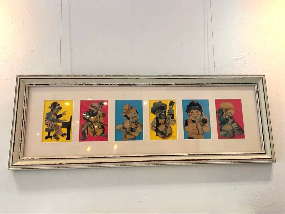 額装付きコラージュアート作品