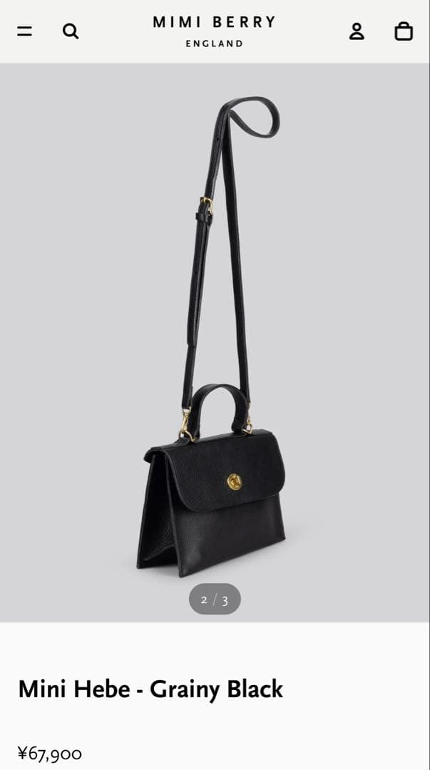 【MIMIBERRY HEBE】ミミベリー　黒のレザーショルダーバッグ