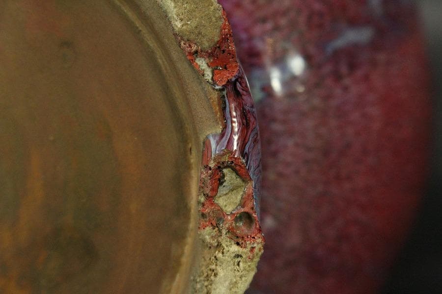 中国美術 紫斑釉 瓶 高26.5cm(LC127)