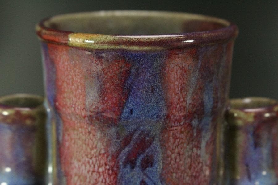 中国美術 紫斑釉 瓶 高26.5cm(LC127)