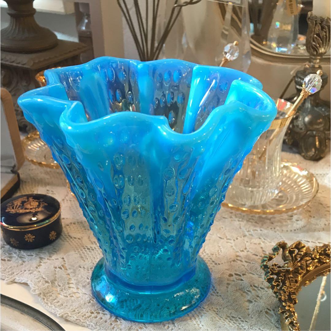 貴重！オールドフェントン fenton アートガラス花瓶 アンティーク アメリカ