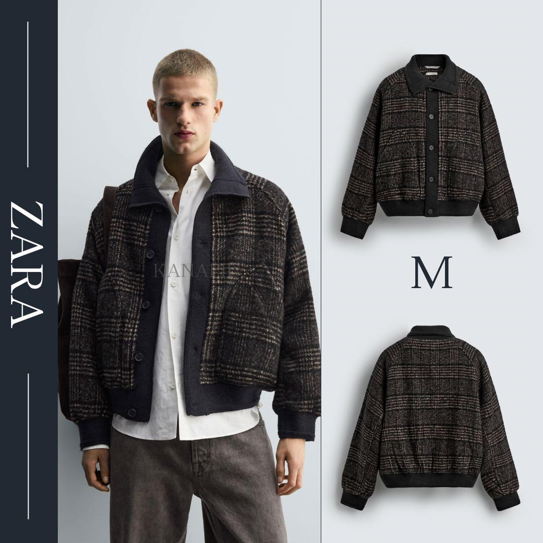 ZARA リブ襟切り替えジャケット メンズ M 新品