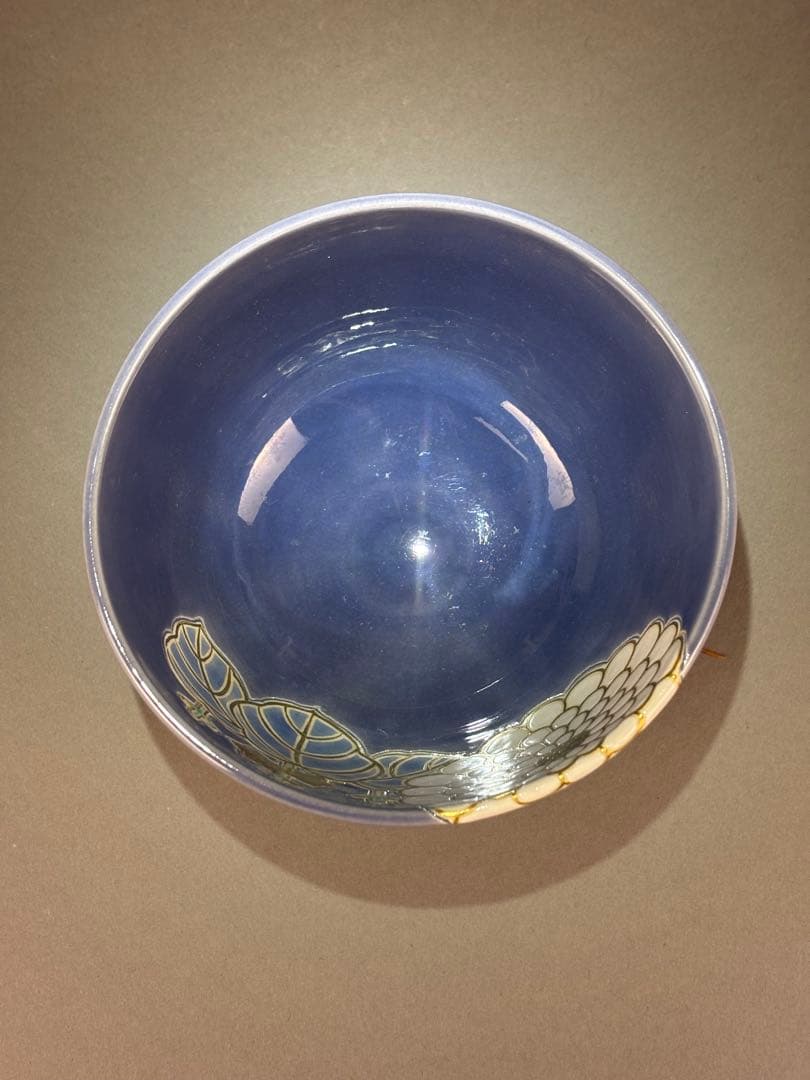 中村翠嵐　紺紫交趾菊桐　茶碗　抹茶碗　茶道具