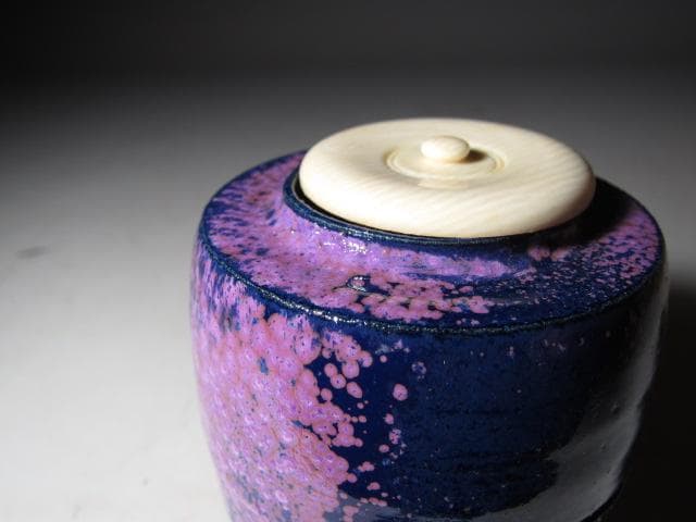 加藤卓男 瑠璃釉茶入「彩風」替え仕覆 眼鏡箱 堀内流 兼中斎 宗完花押！o565