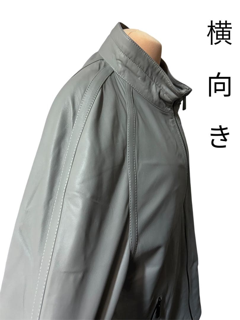 ✨美品JOSEPH HOMM フード付きレザージャケット グレーサイズ50羊革