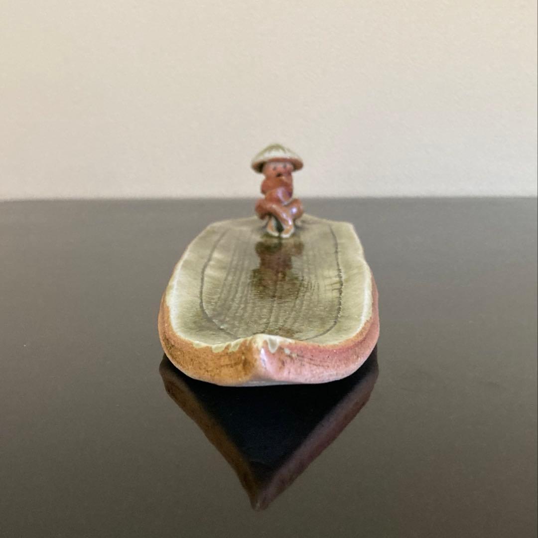 信楽焼 壺中窯 保庭楽入 茶道具 香立 太公望 笹舟香立 共箱・共布・栞付き