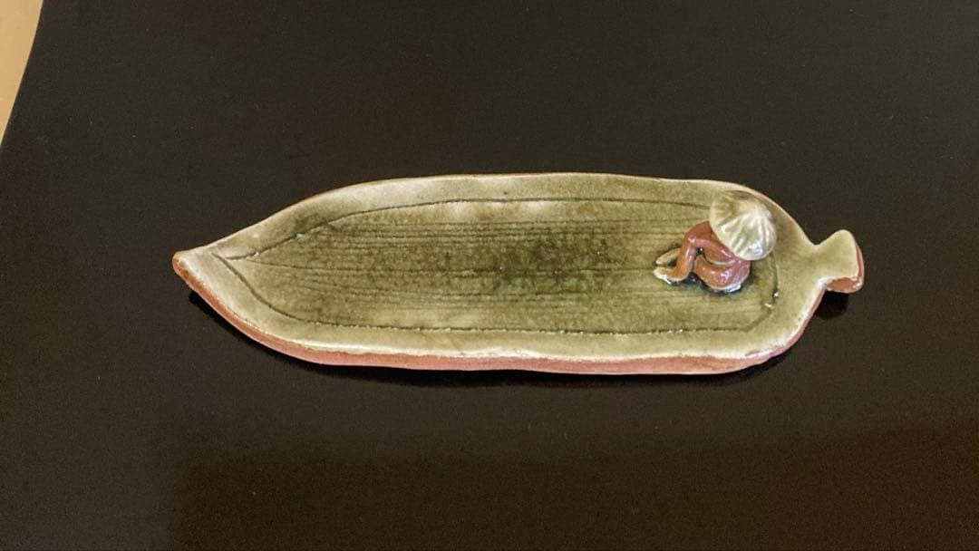 信楽焼 壺中窯 保庭楽入 茶道具 香立 太公望 笹舟香立 共箱・共布・栞付き