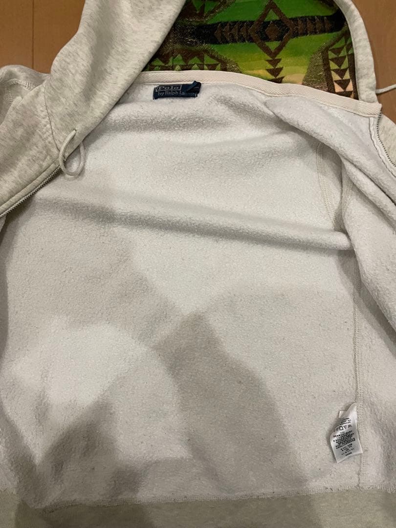 【希少・美品】ポロラルフローレン ジップパーカー フード裏ネイティブ柄 灰 S