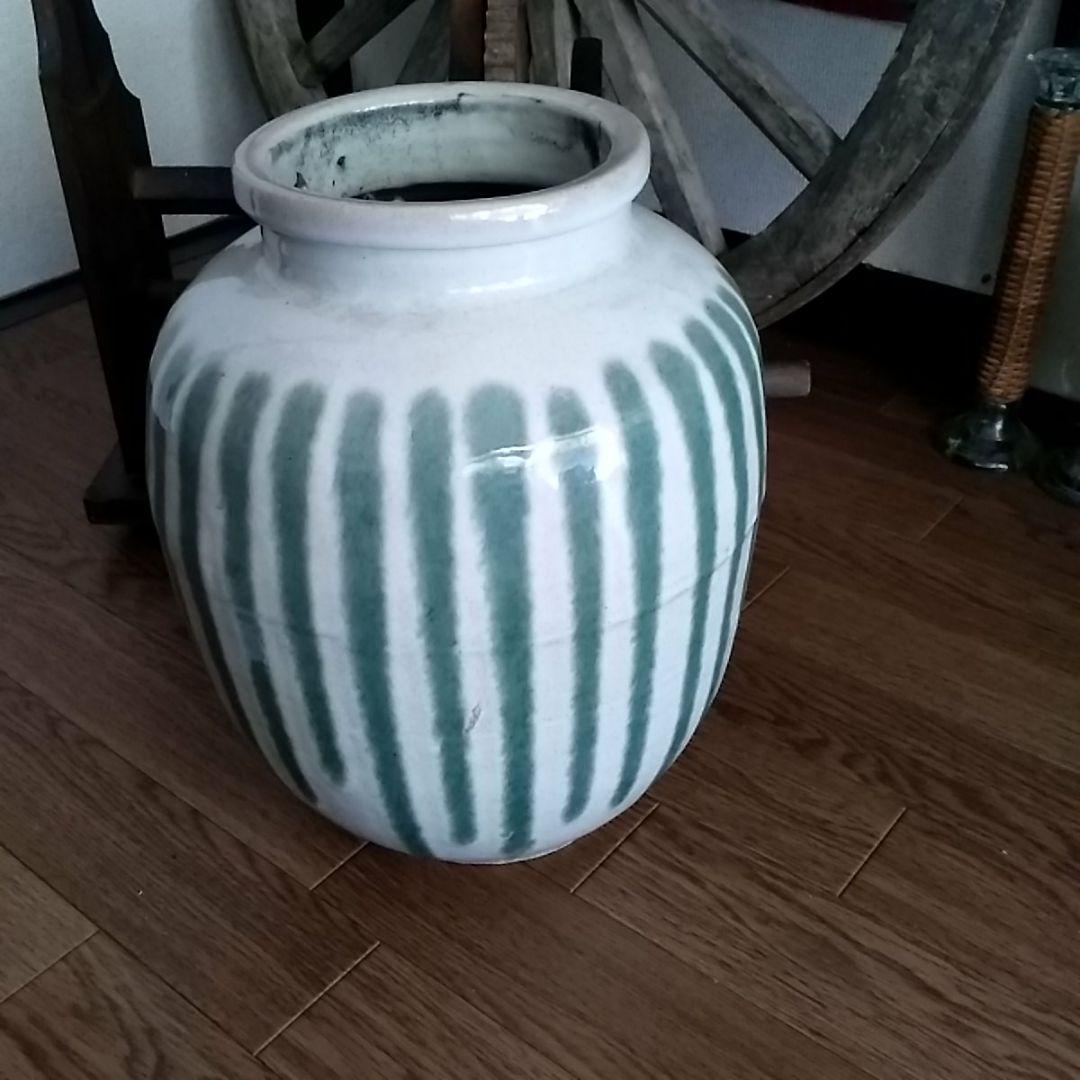 明治〜江戸期辺りの古信楽焼壺/すだれ茶壺