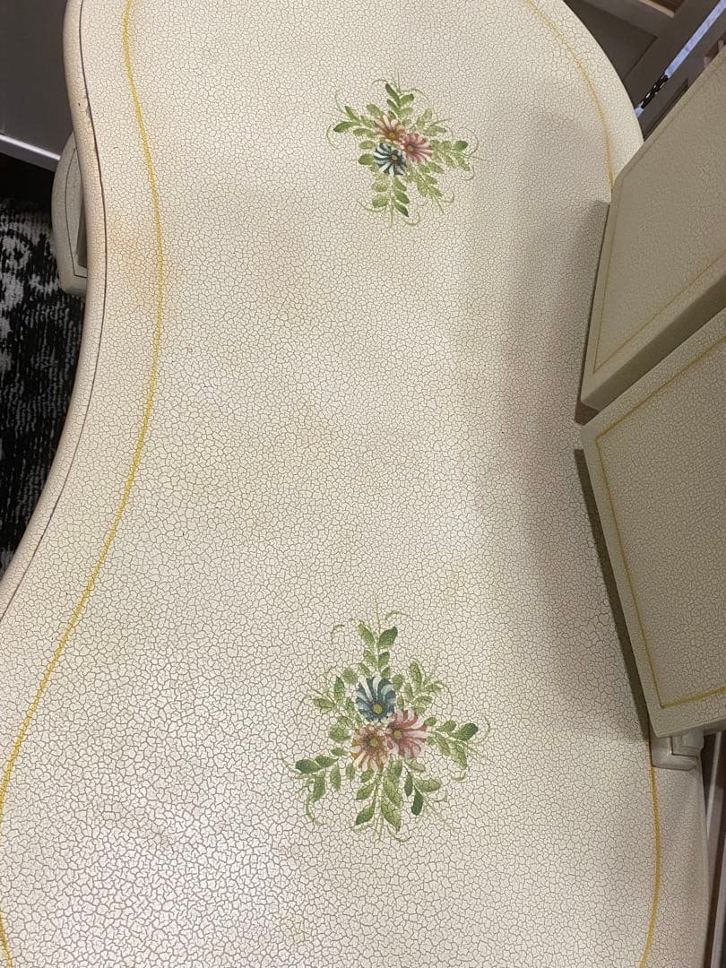 ホワイト シャビー♦️高級ドレッサー&スツールセット♦️希少ハンドペイント♦️送料込