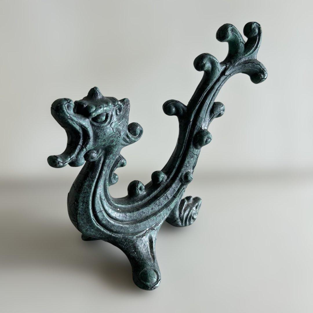 中国 古美術 鋳物 金属工芸 華龍 置物 龍置物 竜置物