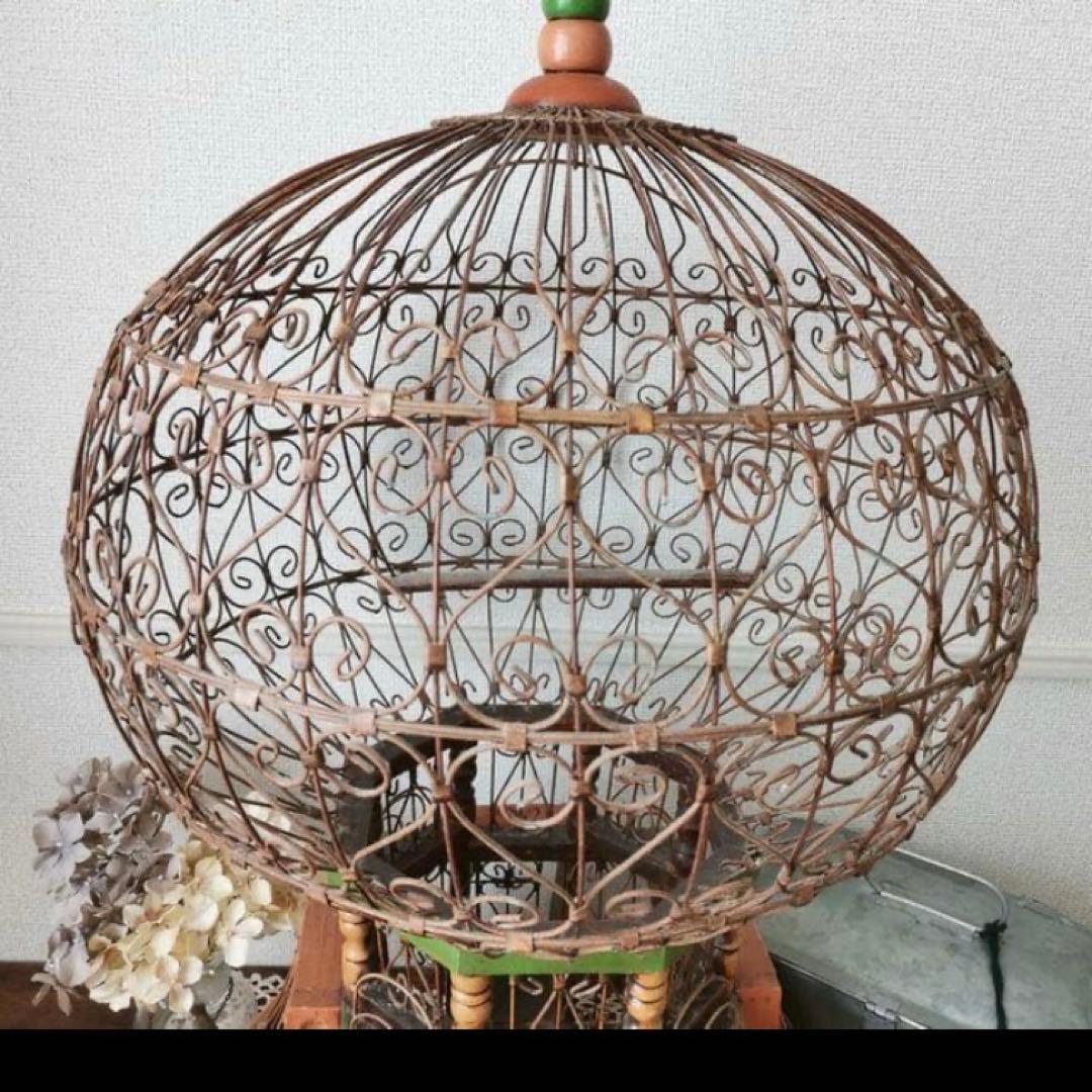 フランス　アンティーク　鳥籠　バードゲージ　ブロカント　シャビー　19世紀　V1
