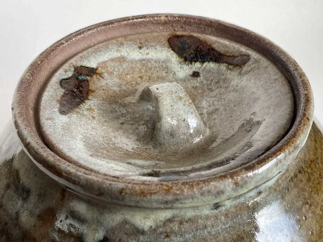 陶芸家　人間国宝　濱田庄司　浜田庄司　？　鉄絵　トウキビ文　水指　茶道具　益子