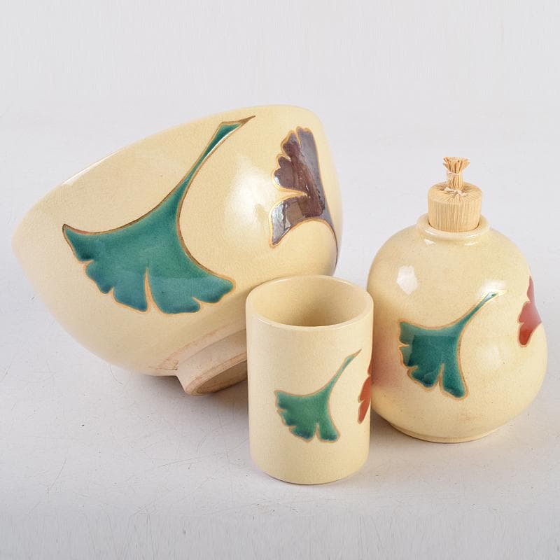 茶道具　利休茶箱　原平作　茶碗　朱塗　棗など　八点　一式　M　R9461