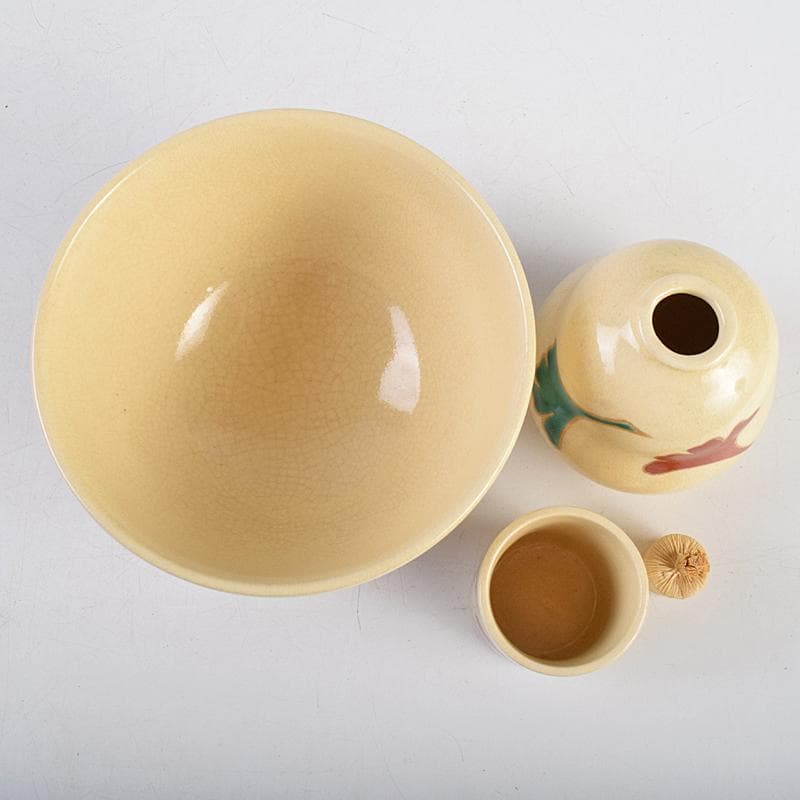 茶道具　利休茶箱　原平作　茶碗　朱塗　棗など　八点　一式　M　R9461