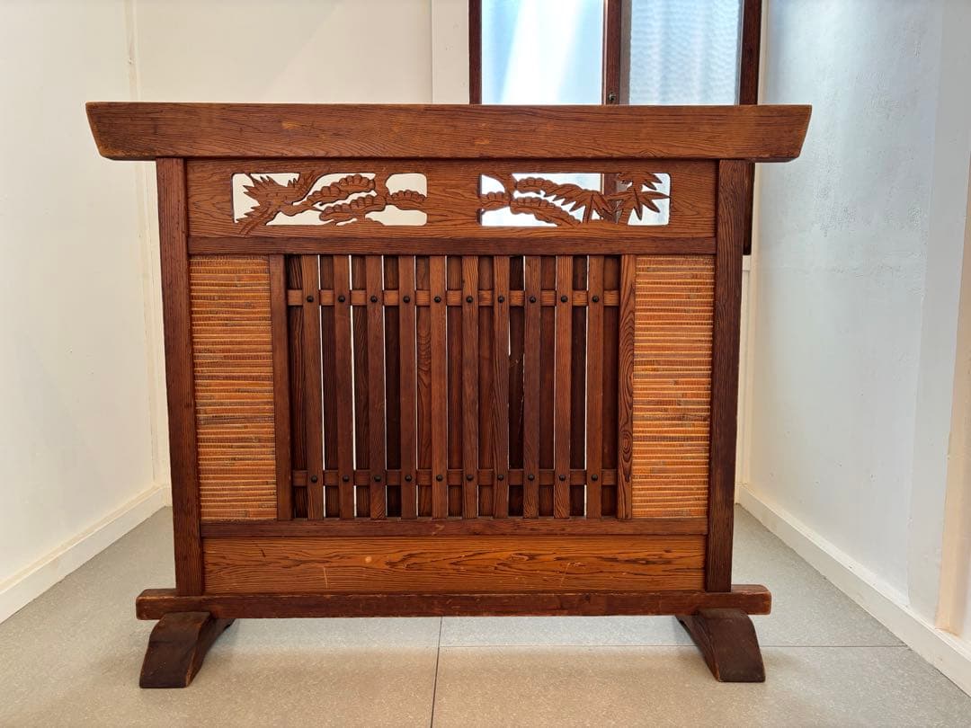 ついたて 衝立 間仕切り 欄間 パーテーション 工芸 民芸 木彫り ヴィンテージ