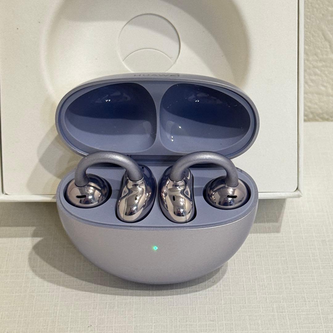 美品 Huawei Free Clip ワイヤレスイヤホン パープル