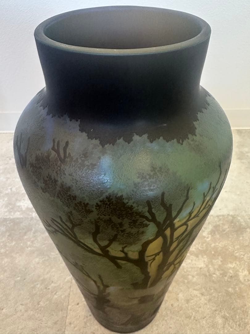 ルーマニア　チップガレ工房　TIP Galle 風景文花瓶　エミール　ガレ　箱入