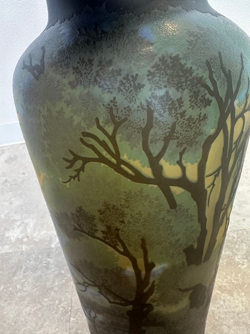 ルーマニア　チップガレ工房　TIP Galle 風景文花瓶　エミール　ガレ　箱入