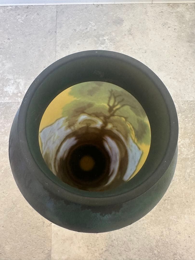 ルーマニア　チップガレ工房　TIP Galle 風景文花瓶　エミール　ガレ　箱入