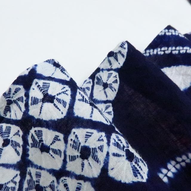 Y3195◆美品 有松鳴海絞り 綿 背当て付 手縫い 毬 高級浴衣 洗える夏着物