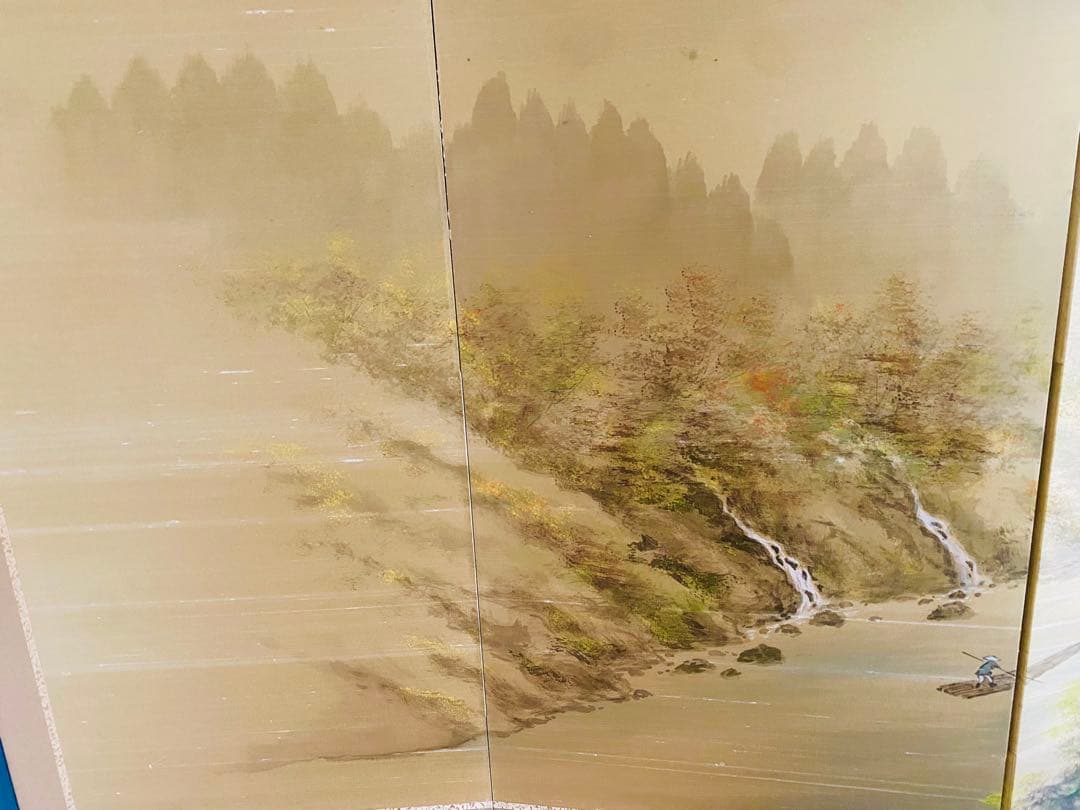 山水画 4つ折り屏風 160cm x 90cm