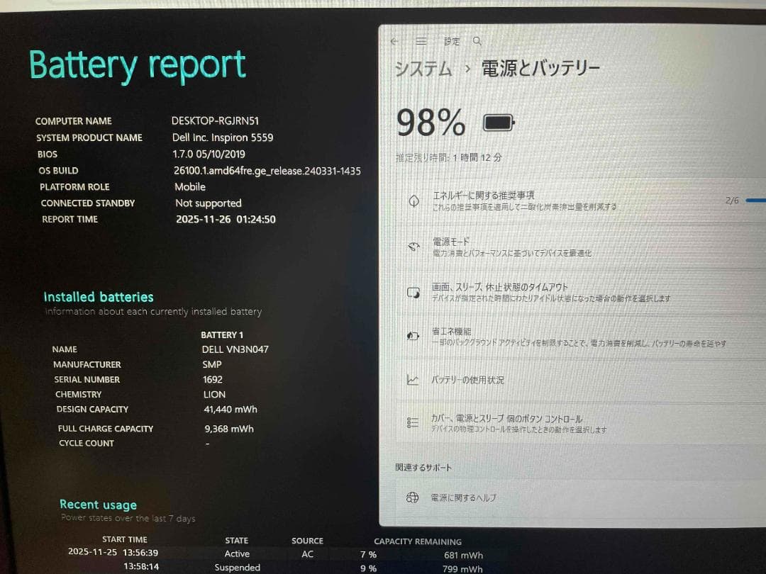 Win11搭載 第6世代i7 Inspiron メモリ16GB SSD480GB