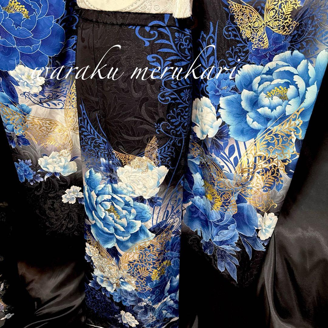 ♦︎御専用ページ♦︎大胆な牡丹と蝶々の紋様振袖♦︎成人式♦︎銀通し♦︎正絹逸品