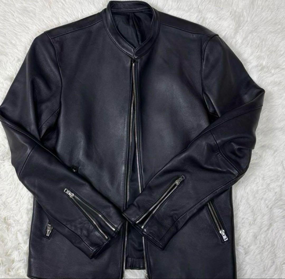 極美品✨ LIDNM シングルライダース シープスキン 羊革　ダブルジップ　L