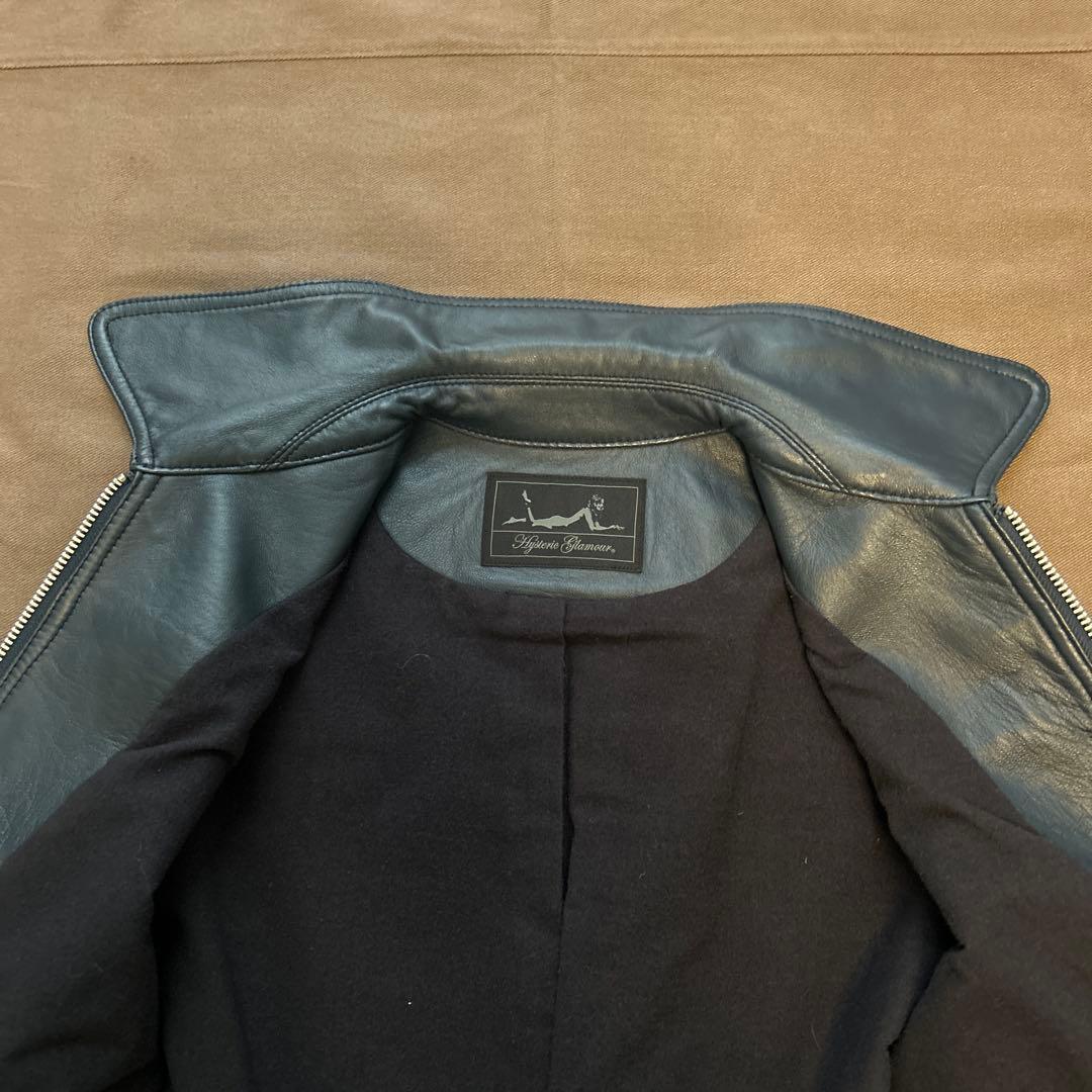 ヒステリックグラマー　ネイビー　シングルライダースジャケット