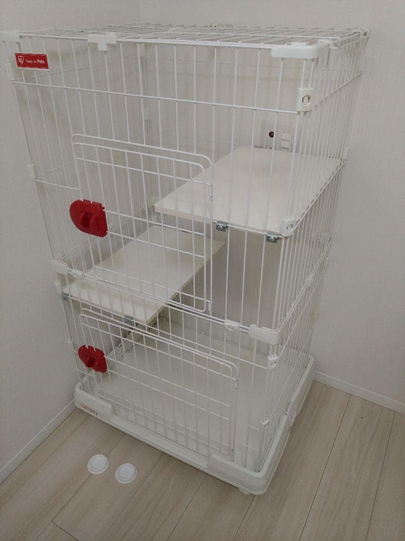 アイリスオーヤマ スリムキャットケージ 2段 ホワイト