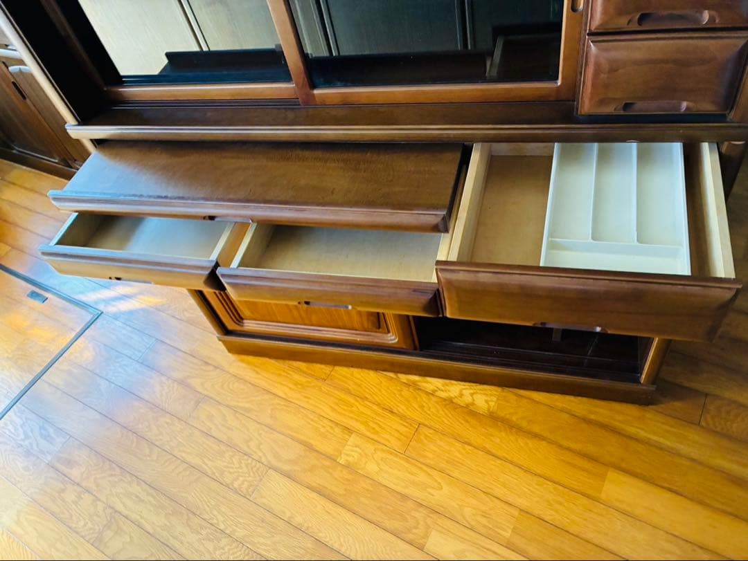 北九州発 カコークラフト工業 食器棚 アンティーク 上下 木製 引き出し 収納