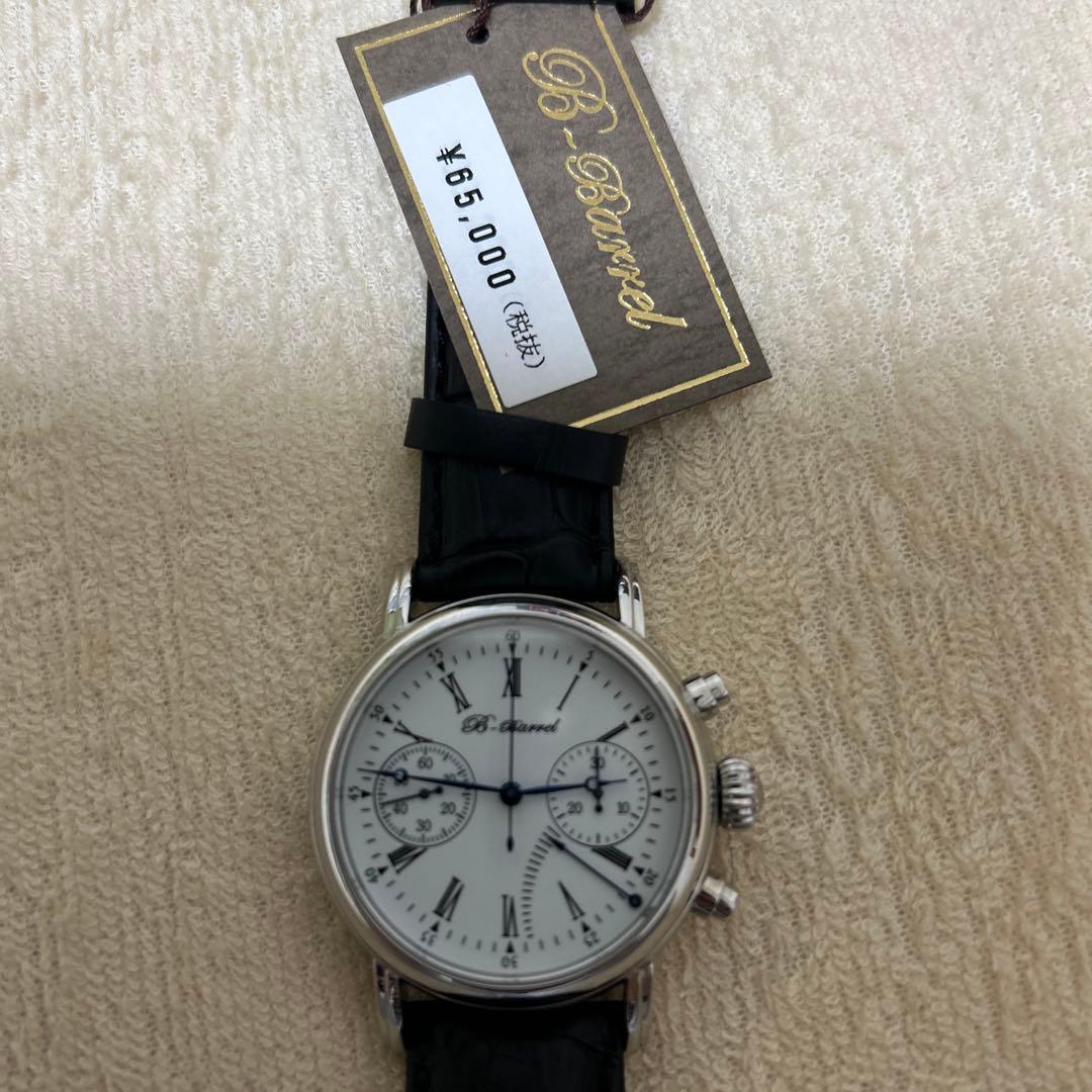 B-BARREL ビーバレル腕時計手巻きクロノグラフ 時計 エナメル文字盤　新品