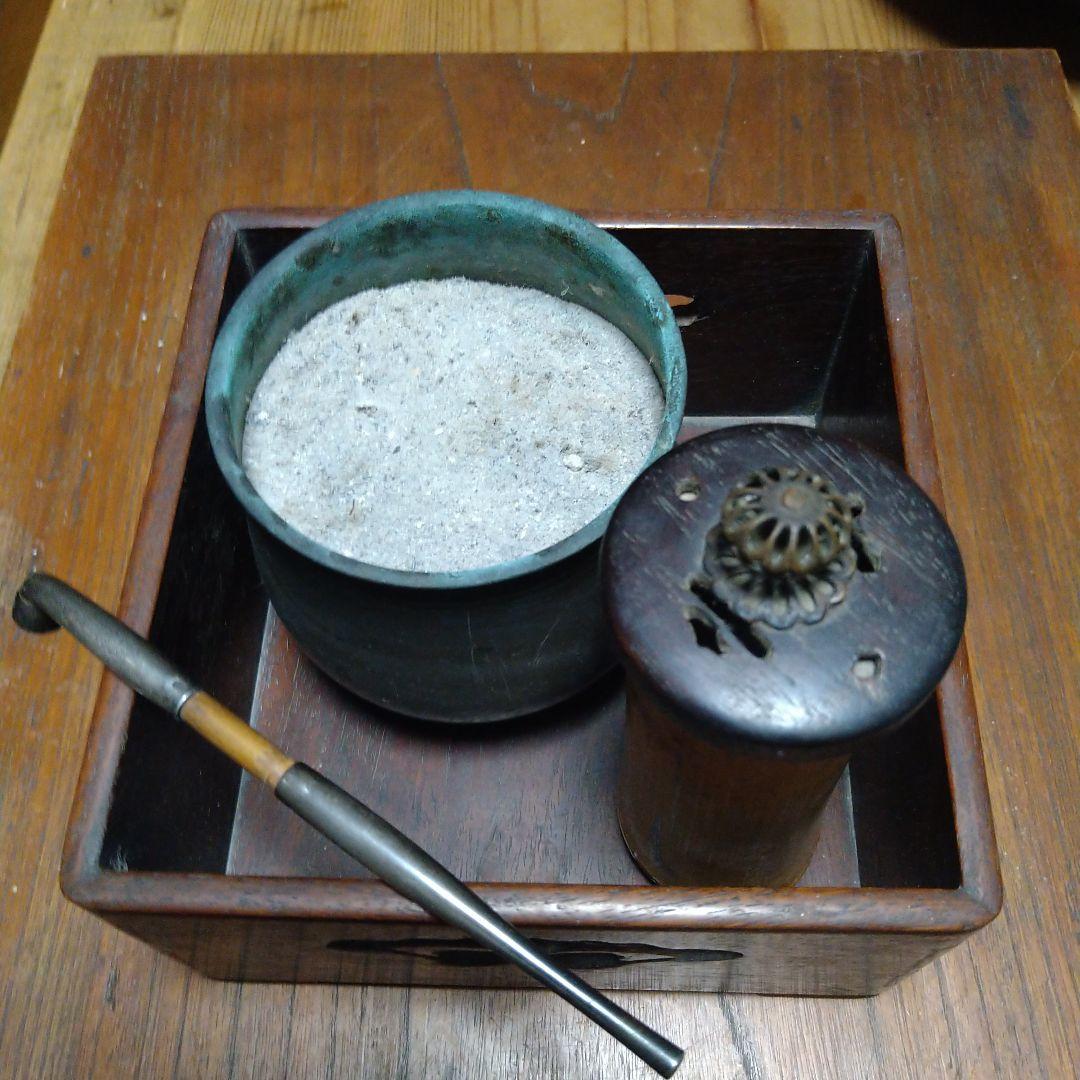 煙草盆　銀製煙管