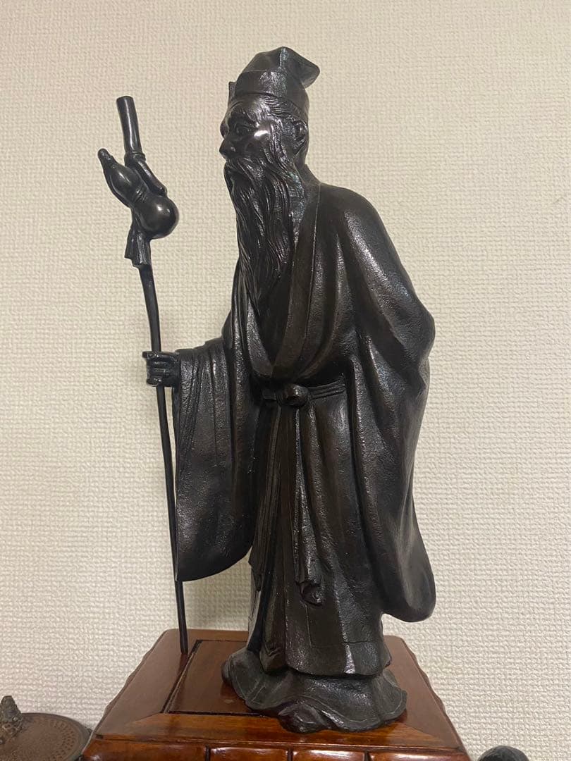 銅製壽老人 置物 高村泰正在名 年代物  保管品