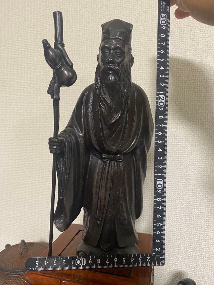 銅製壽老人 置物 高村泰正在名 年代物  保管品