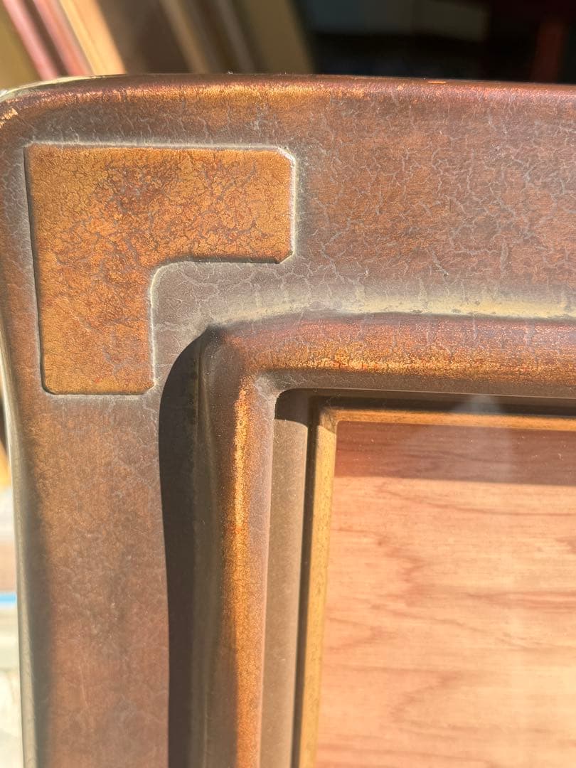 F20 アンティーク調ダークブラウンの額縁　 アクリル板&箱＆黄色袋付き1/5