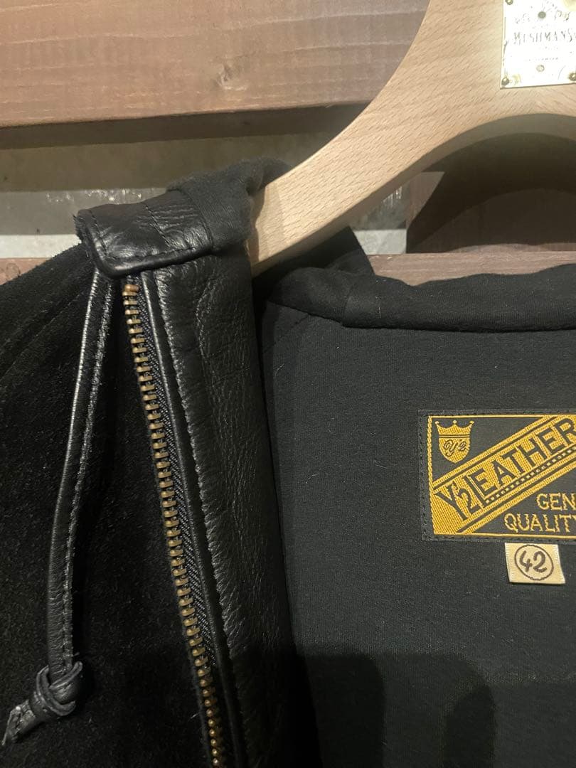 Y’2 LEATHER ワイツーレザー　パーカー　スエード　サイズ42 黒
