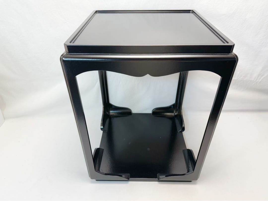 ほぼ未使用 茶道具 宗旦好写 黒一閑塗 高麗卓 木製漆器 煎茶道具 茶棚 元箱