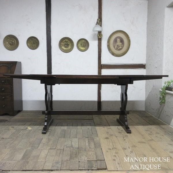 イギリス アンティーク 家具 ダイニングテーブル ドローリーフ 英国 6986c